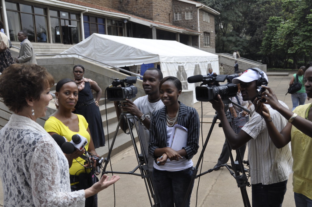 Dr. Paula Fellingham being interviewed in Kenya
