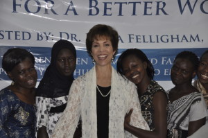 Dr. Paula Fellingham with young girls at Global Women's Summit in Nairobi, Kenya - Copy